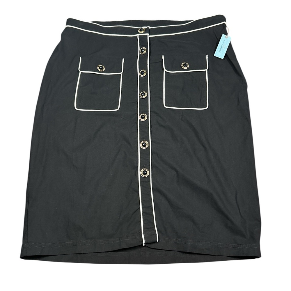 Maeve Size 2X High Waited Pencil Skirt Black Button Up NWT